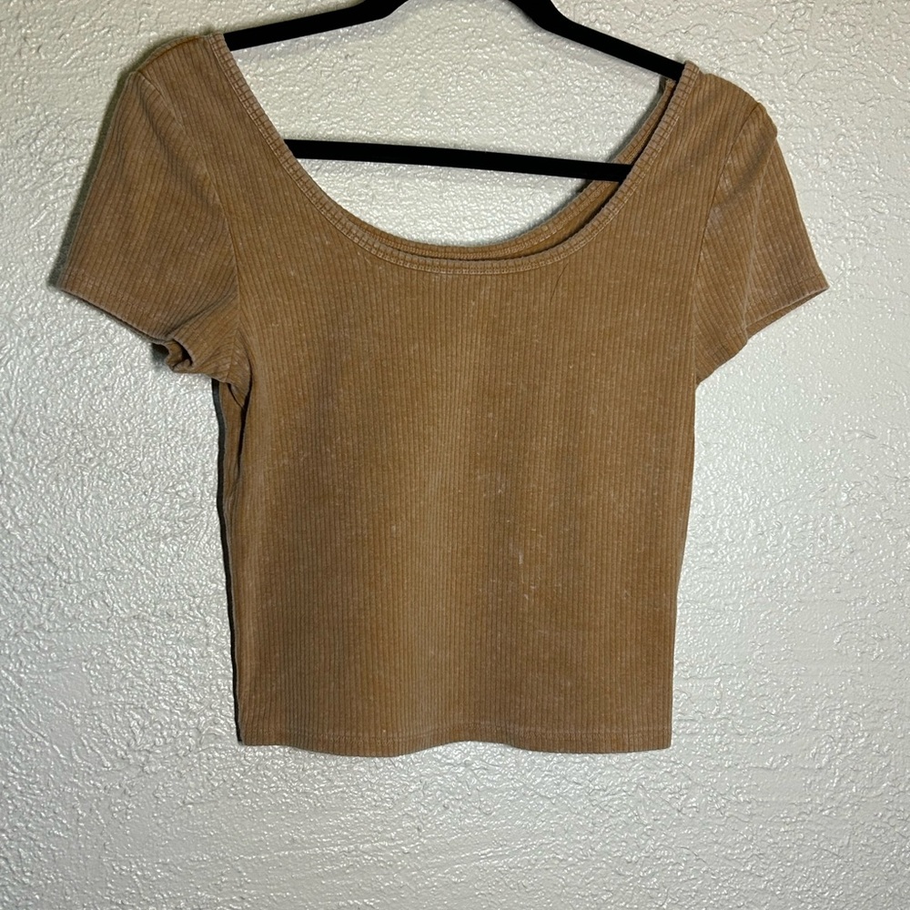 wild fable Ribbed Scoop Crop Top in Camel